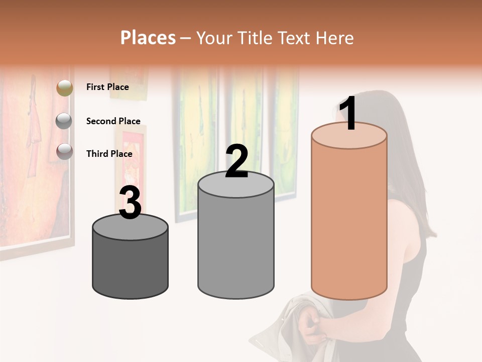 A Woman Looking At Paintings On A Wall PowerPoint Template