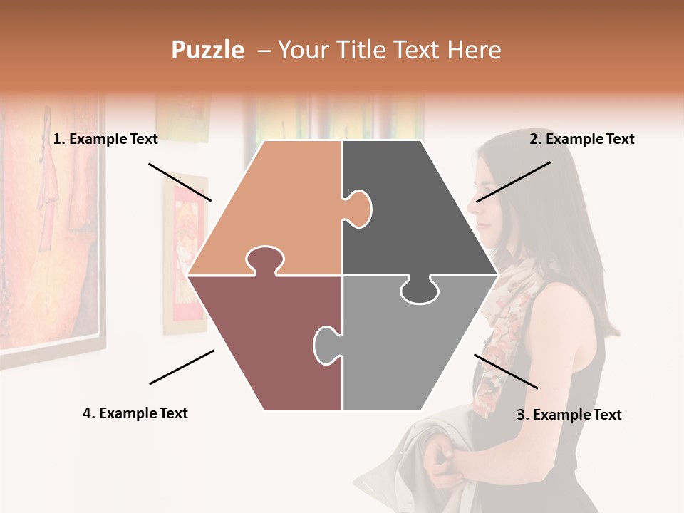 A Woman Looking At Paintings On A Wall PowerPoint Template