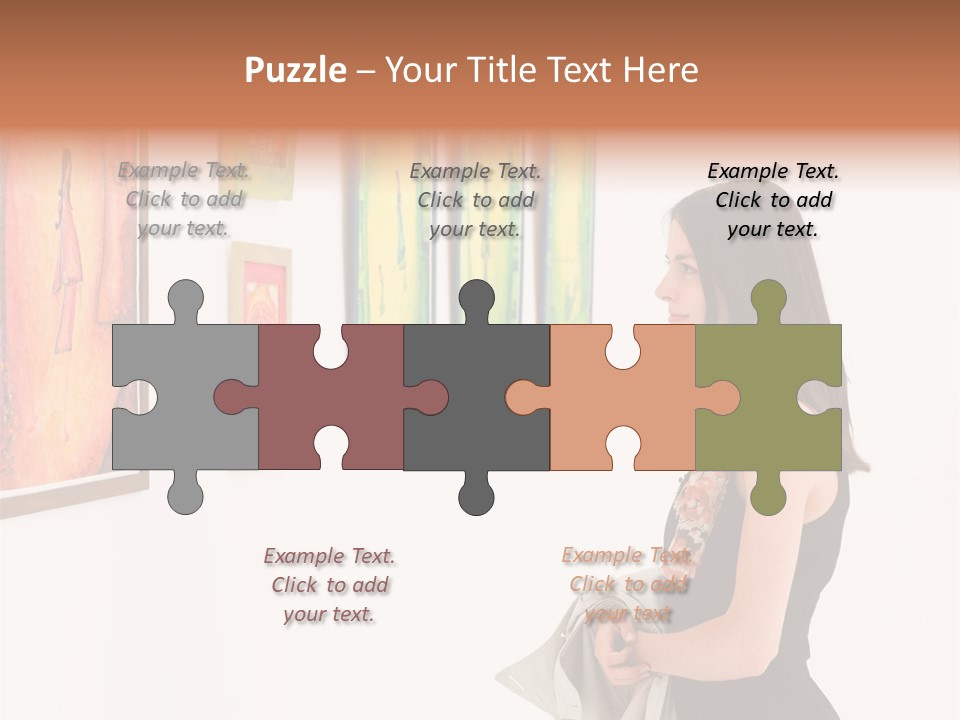 A Woman Looking At Paintings On A Wall PowerPoint Template