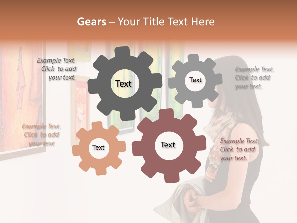 A Woman Looking At Paintings On A Wall PowerPoint Template