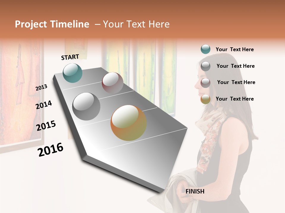 A Woman Looking At Paintings On A Wall PowerPoint Template