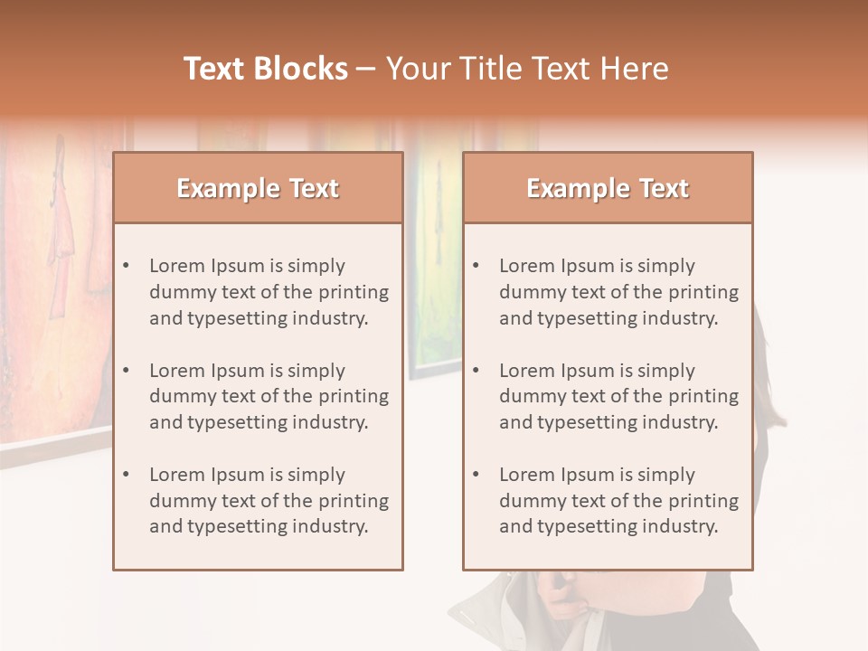 A Woman Looking At Paintings On A Wall PowerPoint Template