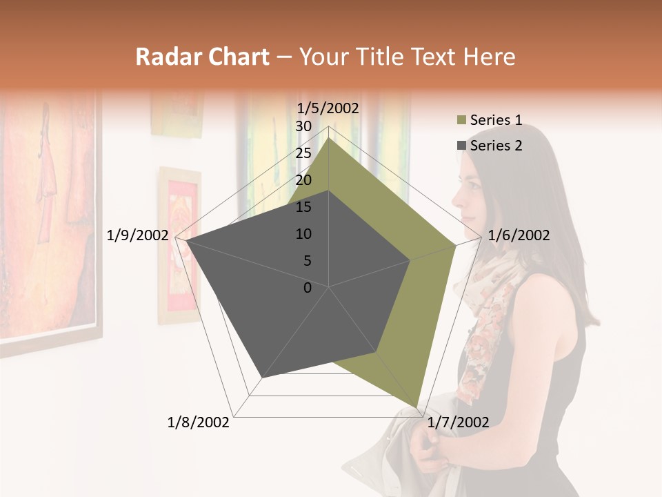 A Woman Looking At Paintings On A Wall PowerPoint Template