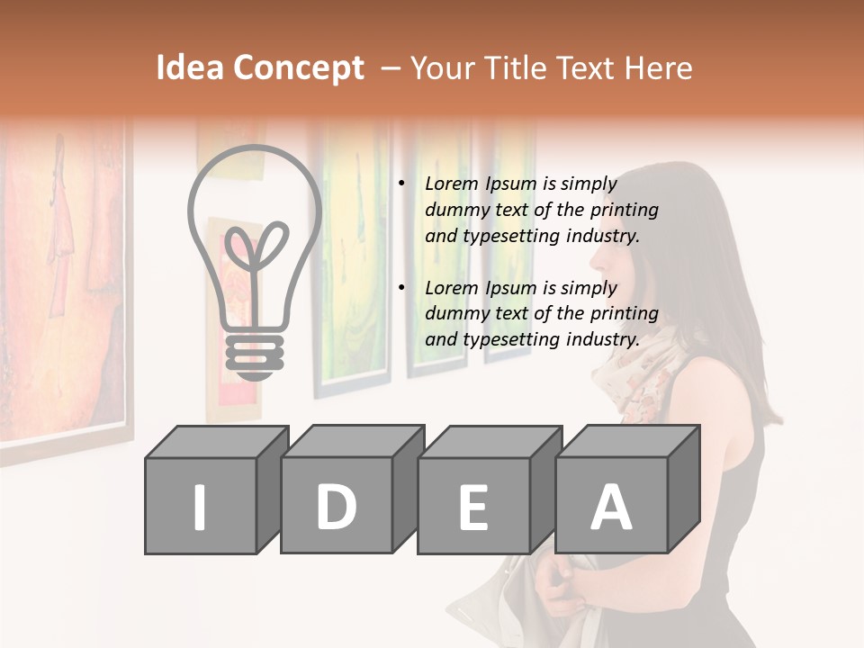 A Woman Looking At Paintings On A Wall PowerPoint Template
