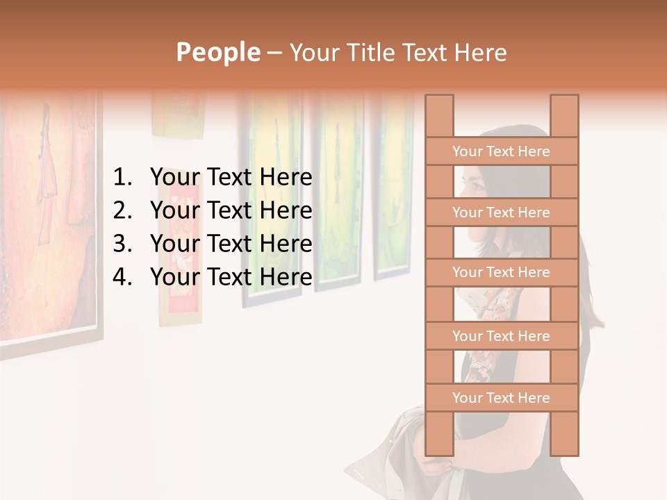 A Woman Looking At Paintings On A Wall PowerPoint Template