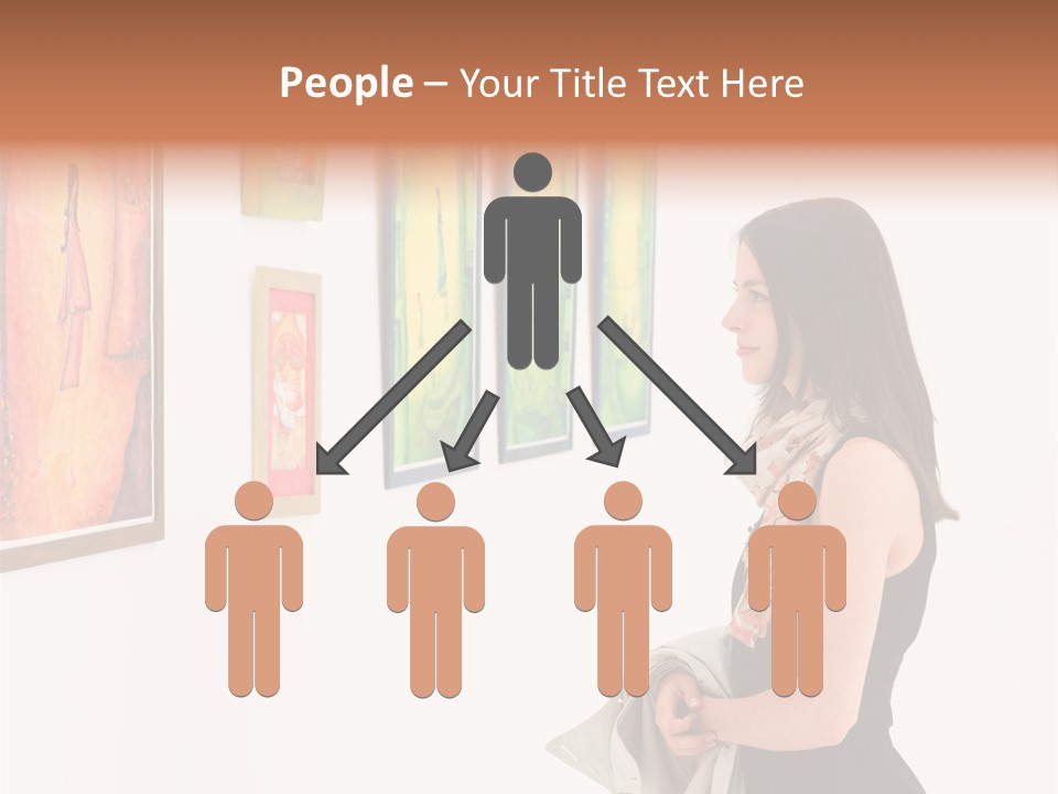 A Woman Looking At Paintings On A Wall PowerPoint Template
