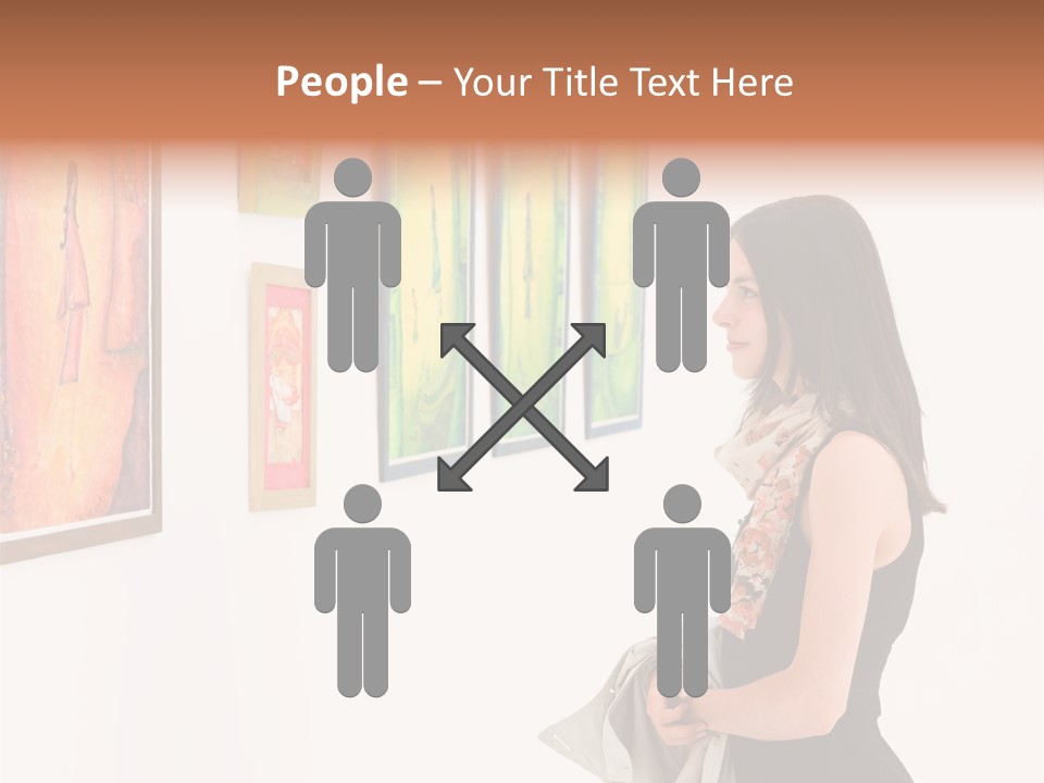 A Woman Looking At Paintings On A Wall PowerPoint Template
