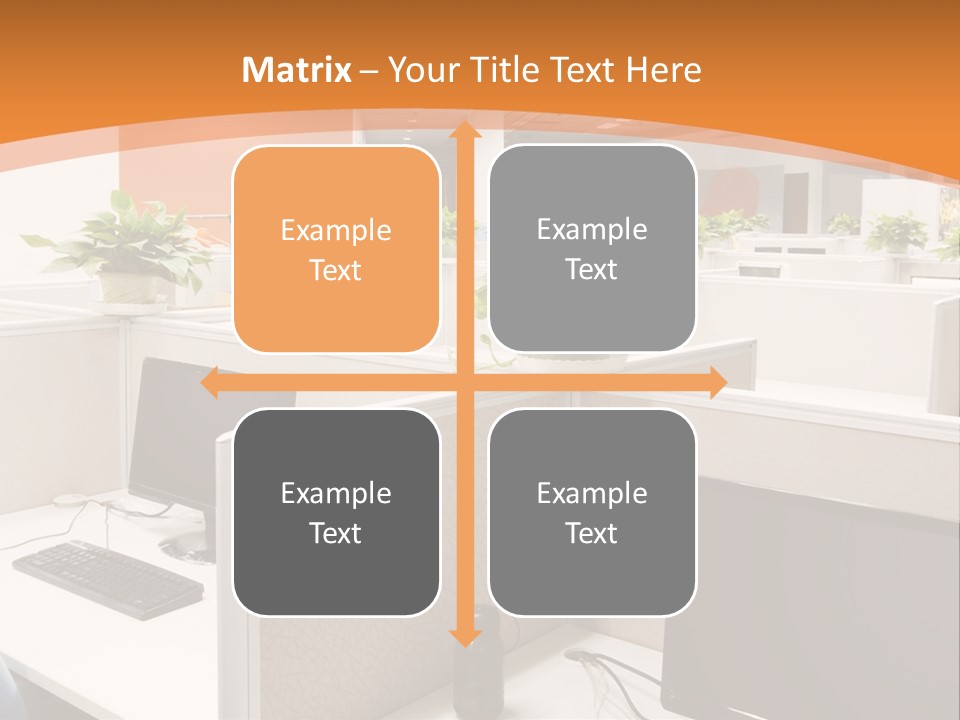 An Office With Desks And Computers In It PowerPoint Template