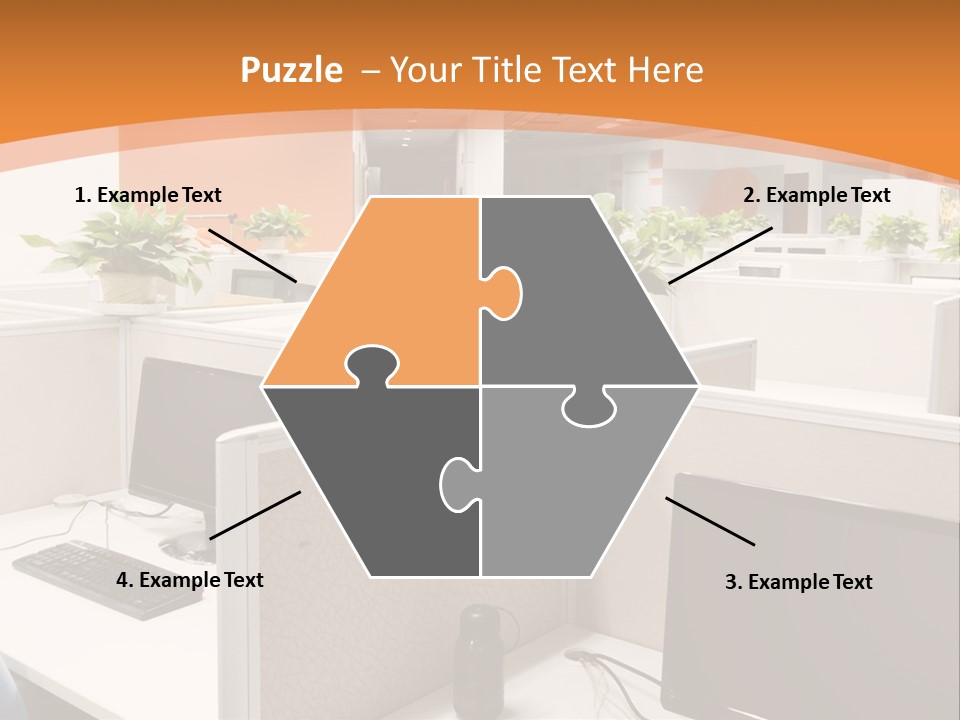 An Office With Desks And Computers In It PowerPoint Template