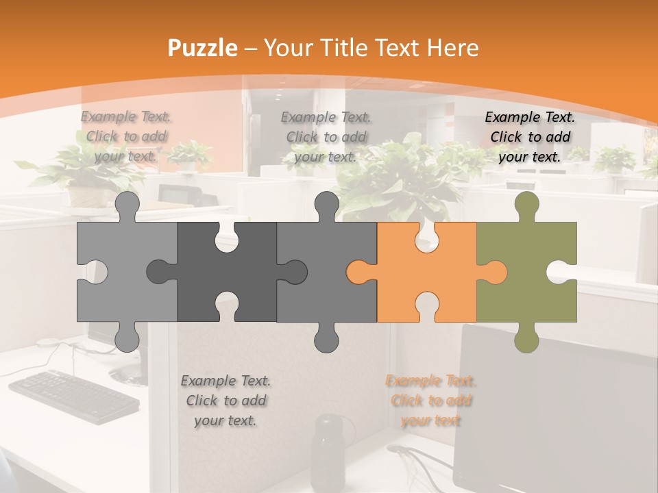 An Office With Desks And Computers In It PowerPoint Template
