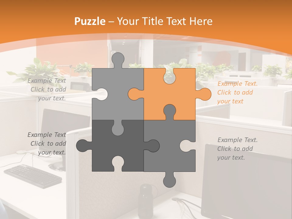 An Office With Desks And Computers In It PowerPoint Template