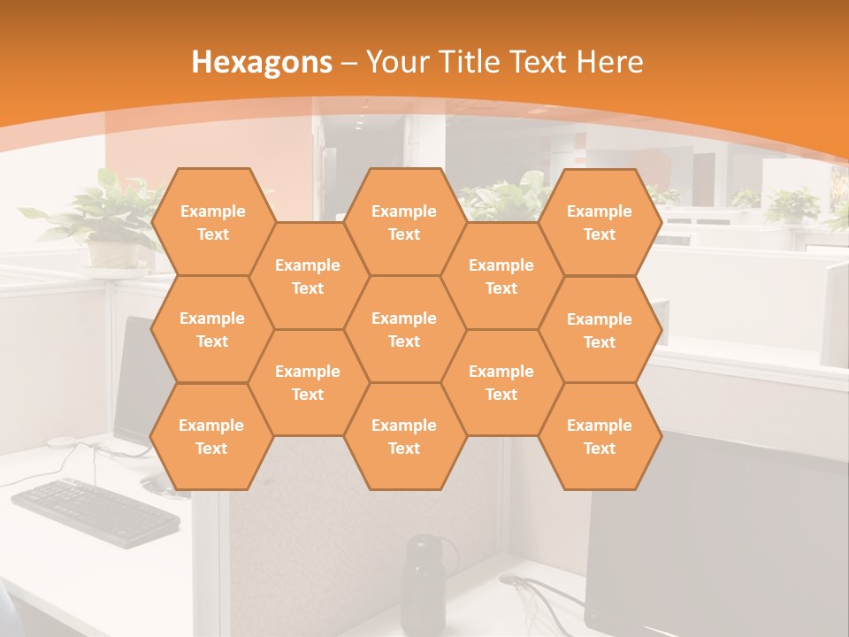 An Office With Desks And Computers In It PowerPoint Template