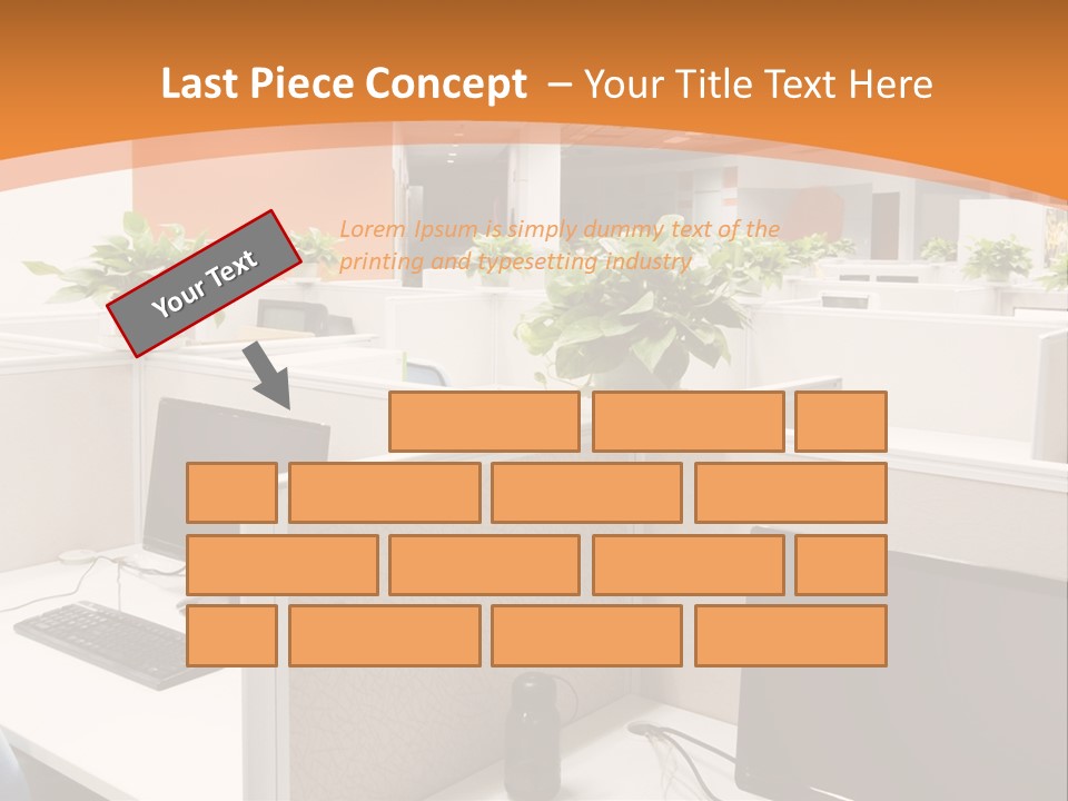 An Office With Desks And Computers In It PowerPoint Template