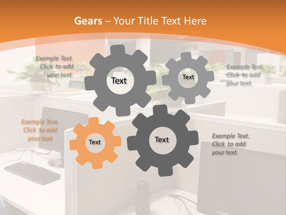 An Office With Desks And Computers In It PowerPoint Template