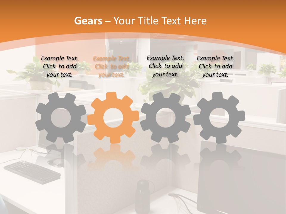 An Office With Desks And Computers In It PowerPoint Template