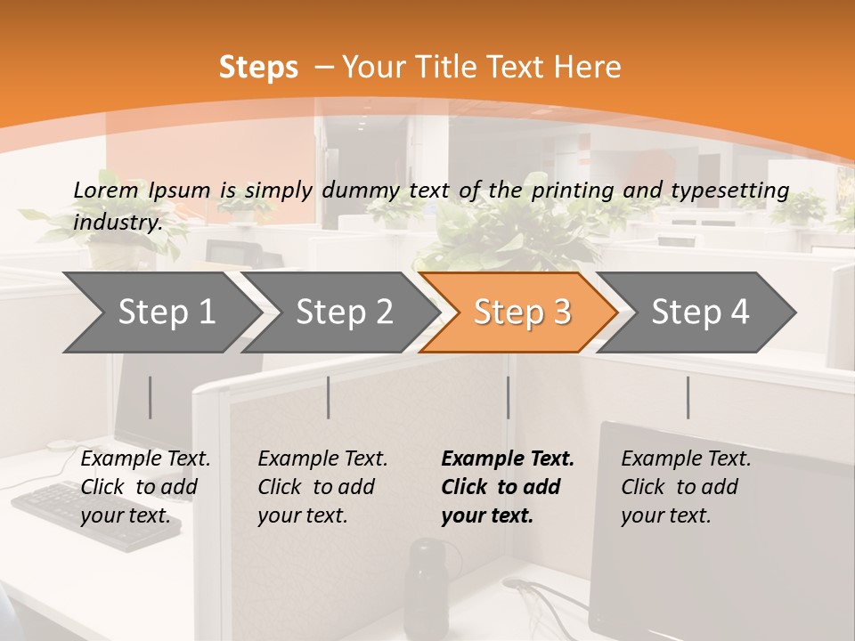 An Office With Desks And Computers In It PowerPoint Template