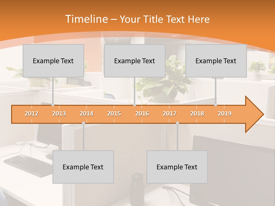 An Office With Desks And Computers In It PowerPoint Template