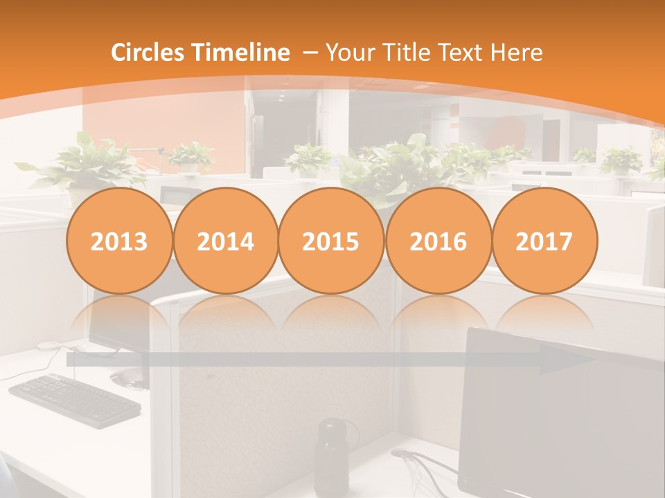 An Office With Desks And Computers In It PowerPoint Template