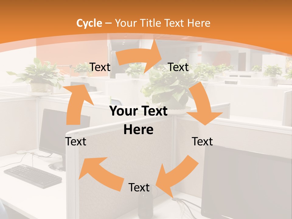 An Office With Desks And Computers In It PowerPoint Template