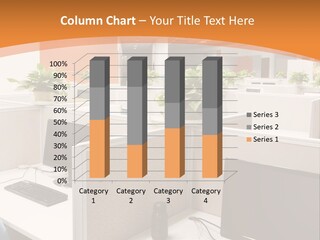 An Office With Desks And Computers In It PowerPoint Template