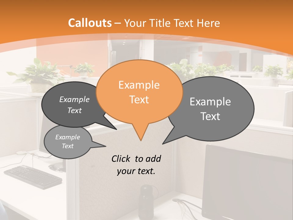 An Office With Desks And Computers In It PowerPoint Template