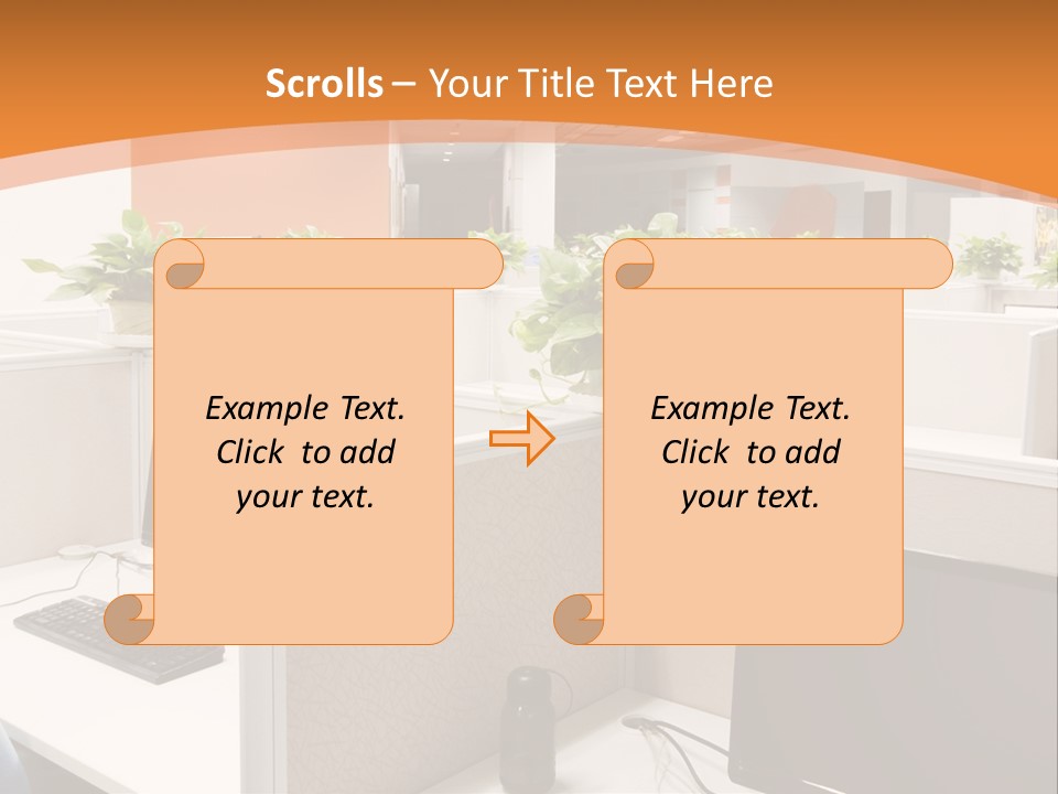 An Office With Desks And Computers In It PowerPoint Template