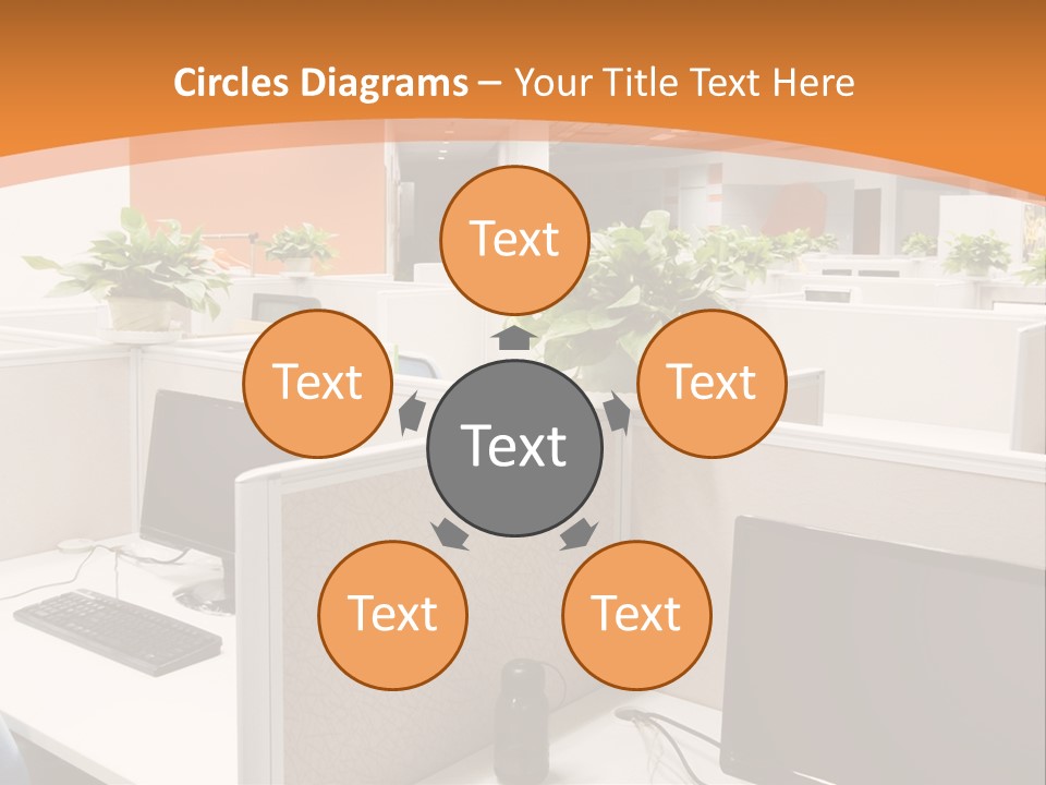 An Office With Desks And Computers In It PowerPoint Template