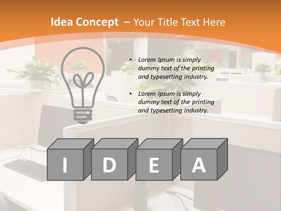 An Office With Desks And Computers In It PowerPoint Template