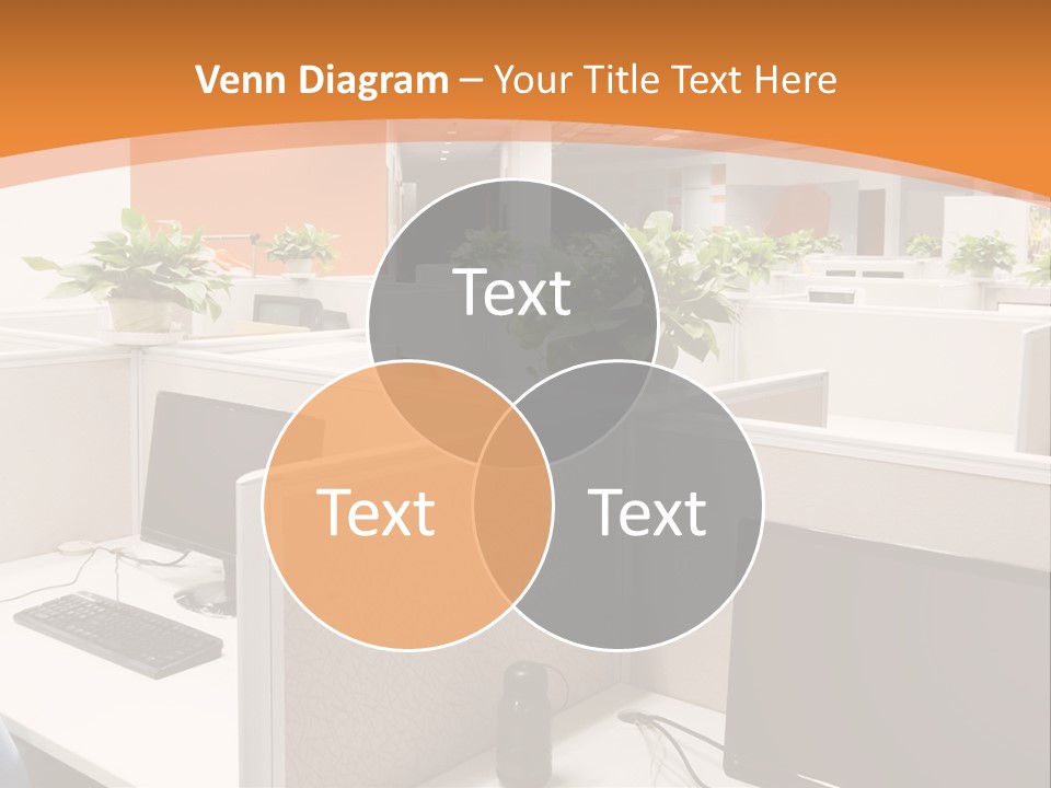 An Office With Desks And Computers In It PowerPoint Template