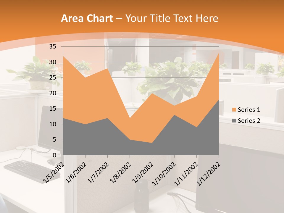An Office With Desks And Computers In It PowerPoint Template