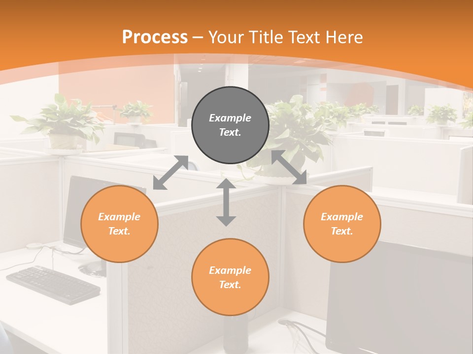 An Office With Desks And Computers In It PowerPoint Template