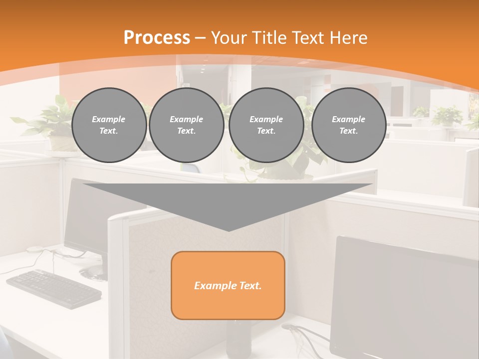 An Office With Desks And Computers In It PowerPoint Template