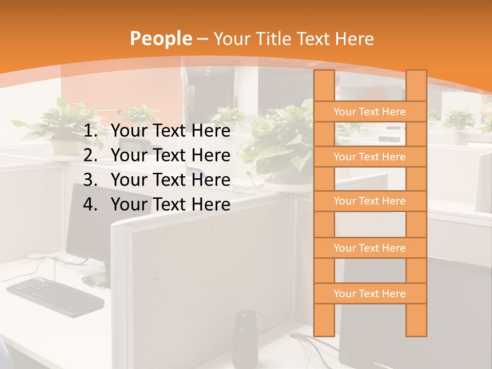 An Office With Desks And Computers In It PowerPoint Template
