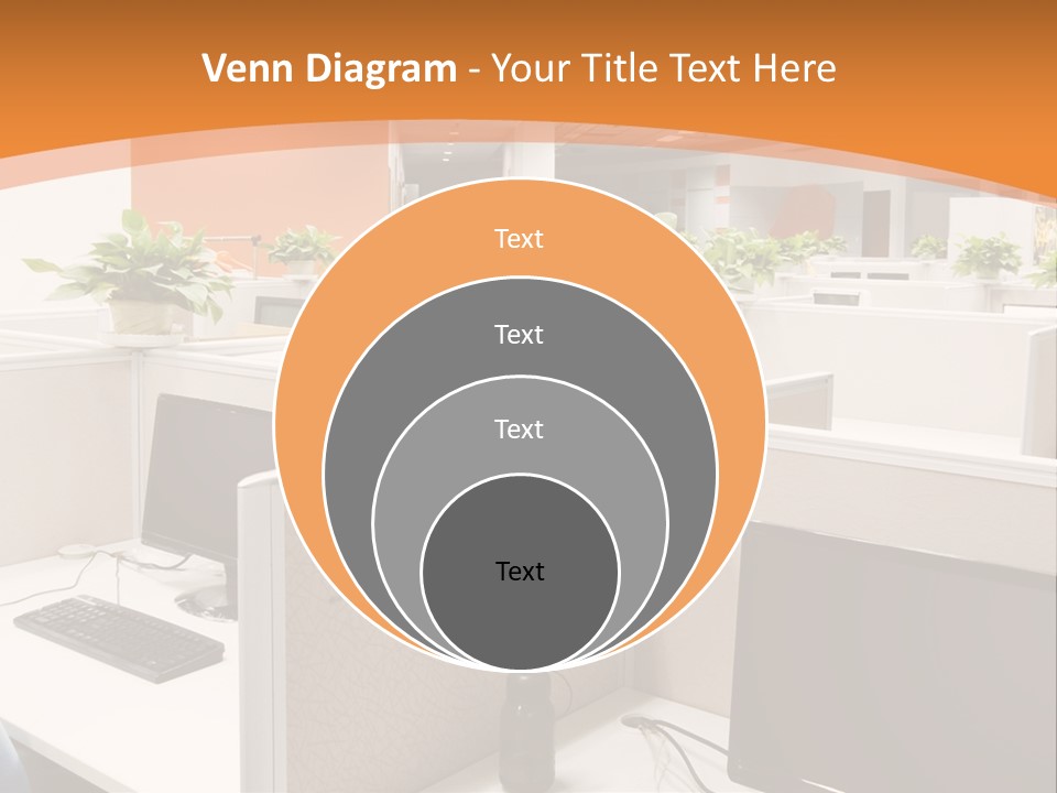 An Office With Desks And Computers In It PowerPoint Template