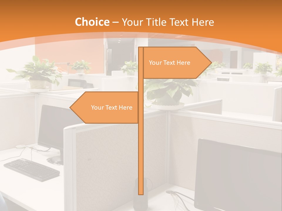 An Office With Desks And Computers In It PowerPoint Template