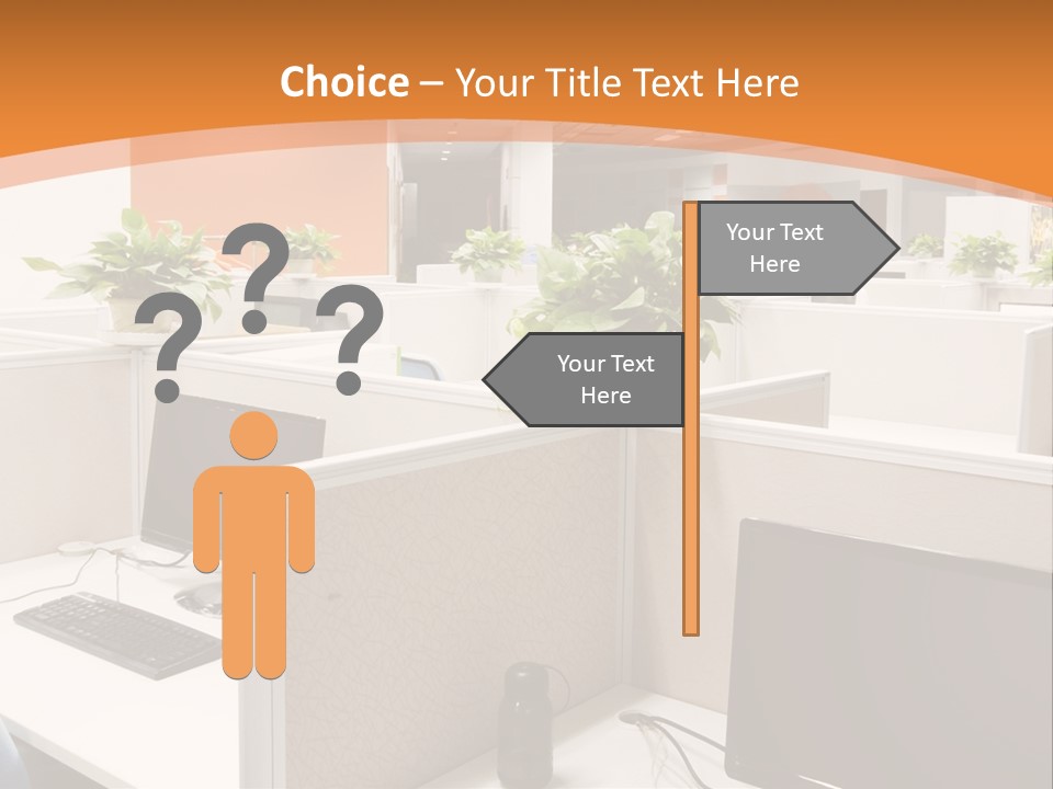 An Office With Desks And Computers In It PowerPoint Template