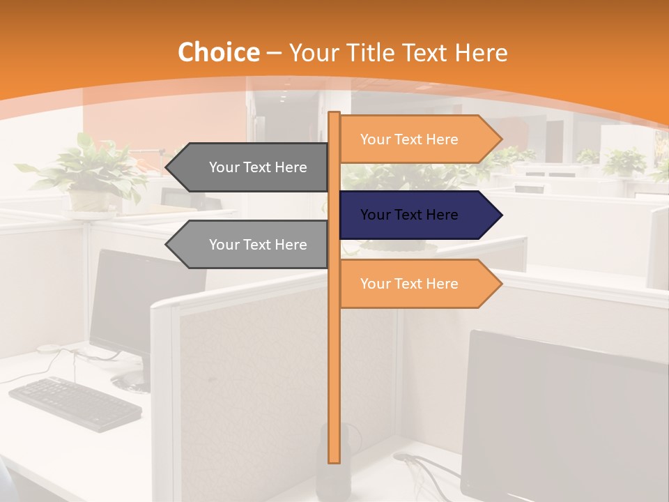 An Office With Desks And Computers In It PowerPoint Template