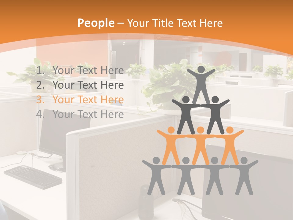 An Office With Desks And Computers In It PowerPoint Template