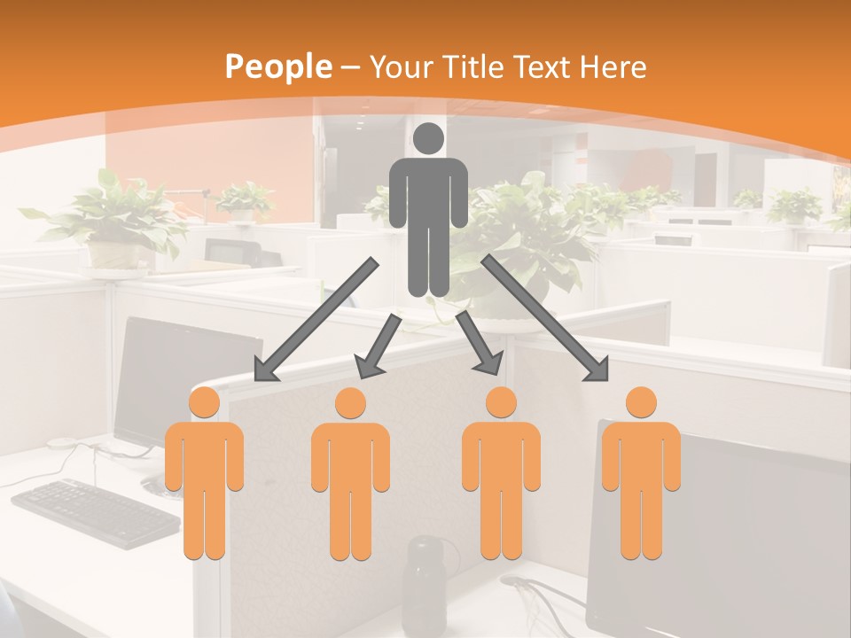 An Office With Desks And Computers In It PowerPoint Template