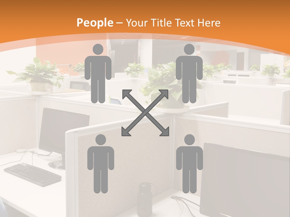 An Office With Desks And Computers In It PowerPoint Template