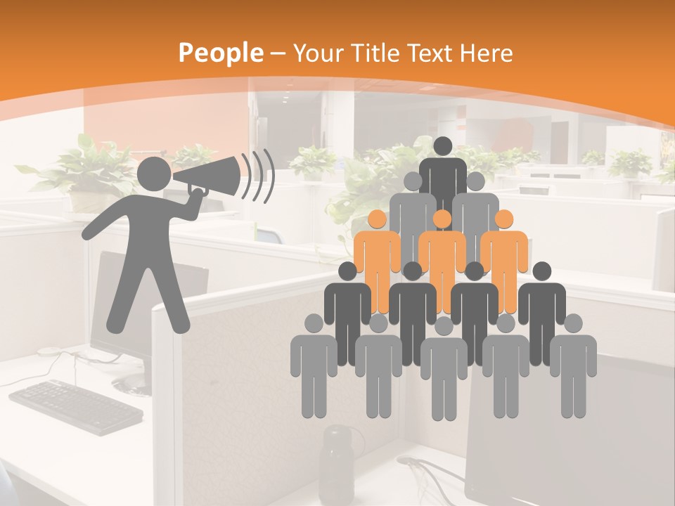 An Office With Desks And Computers In It PowerPoint Template