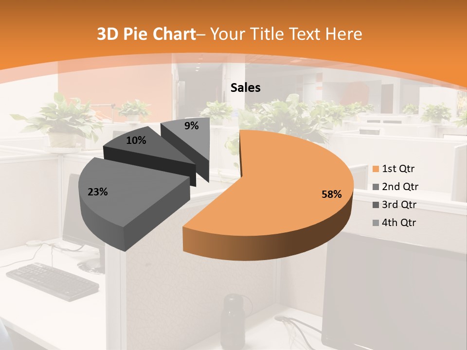 An Office With Desks And Computers In It PowerPoint Template