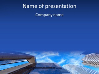 A Picture Of A Building With A Blue Sky In The Background PowerPoint Template