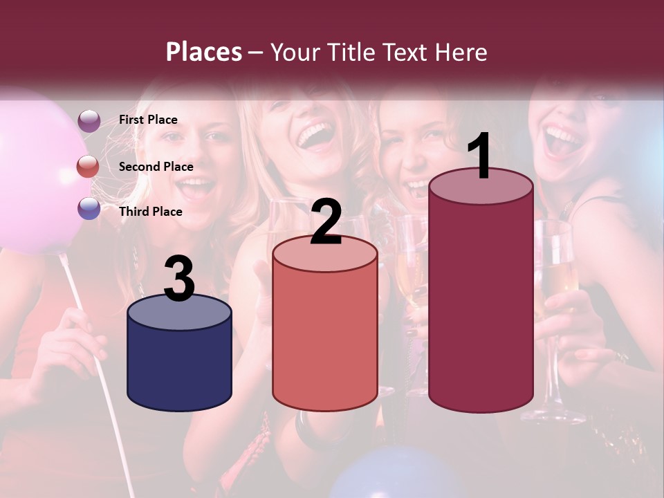 A Group Of Women Holding Wine Glasses And Balloons PowerPoint Template