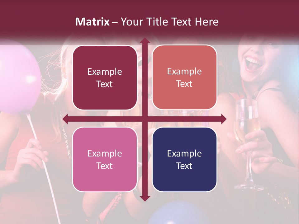 A Group Of Women Holding Wine Glasses And Balloons PowerPoint Template