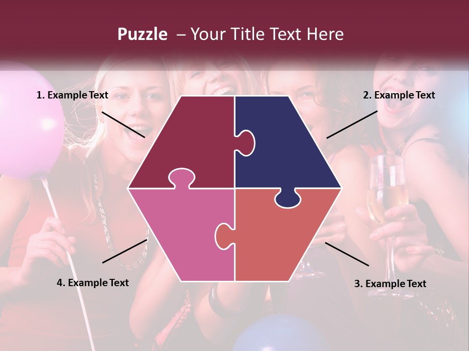 A Group Of Women Holding Wine Glasses And Balloons PowerPoint Template