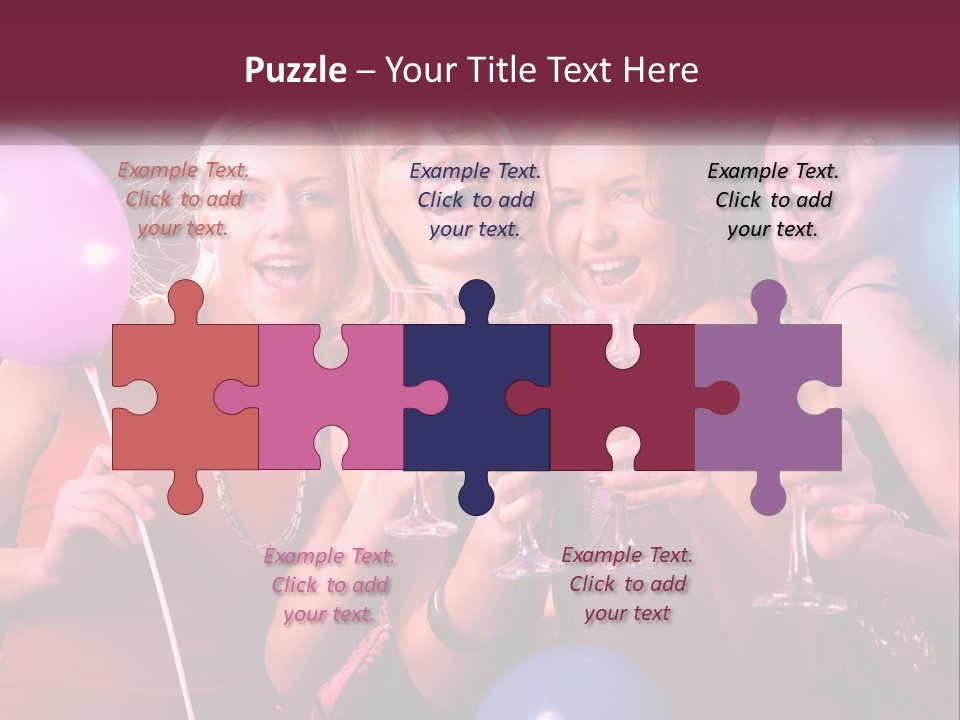 A Group Of Women Holding Wine Glasses And Balloons PowerPoint Template