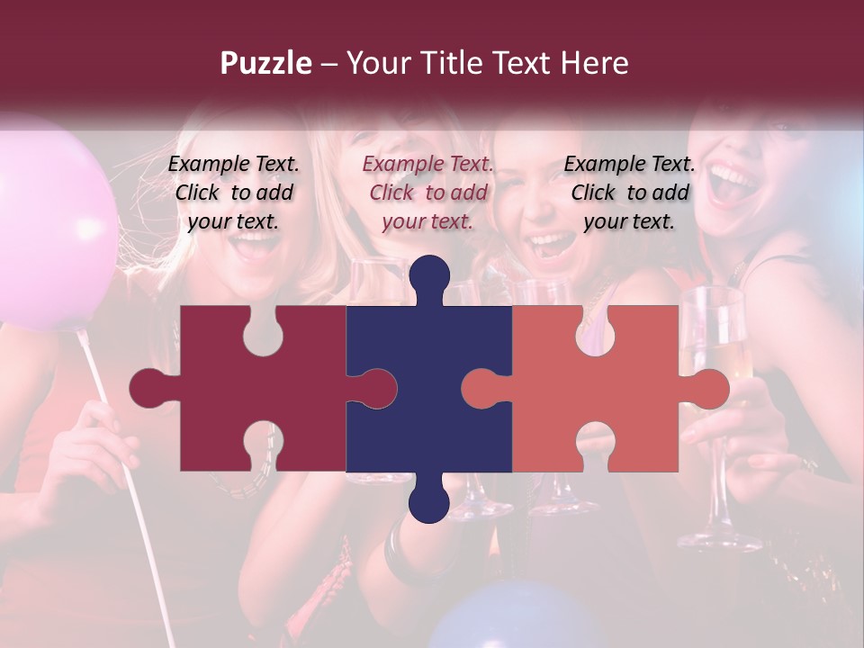 A Group Of Women Holding Wine Glasses And Balloons PowerPoint Template