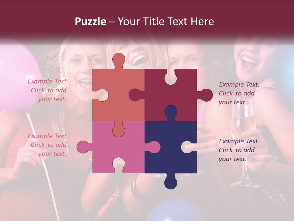 A Group Of Women Holding Wine Glasses And Balloons PowerPoint Template