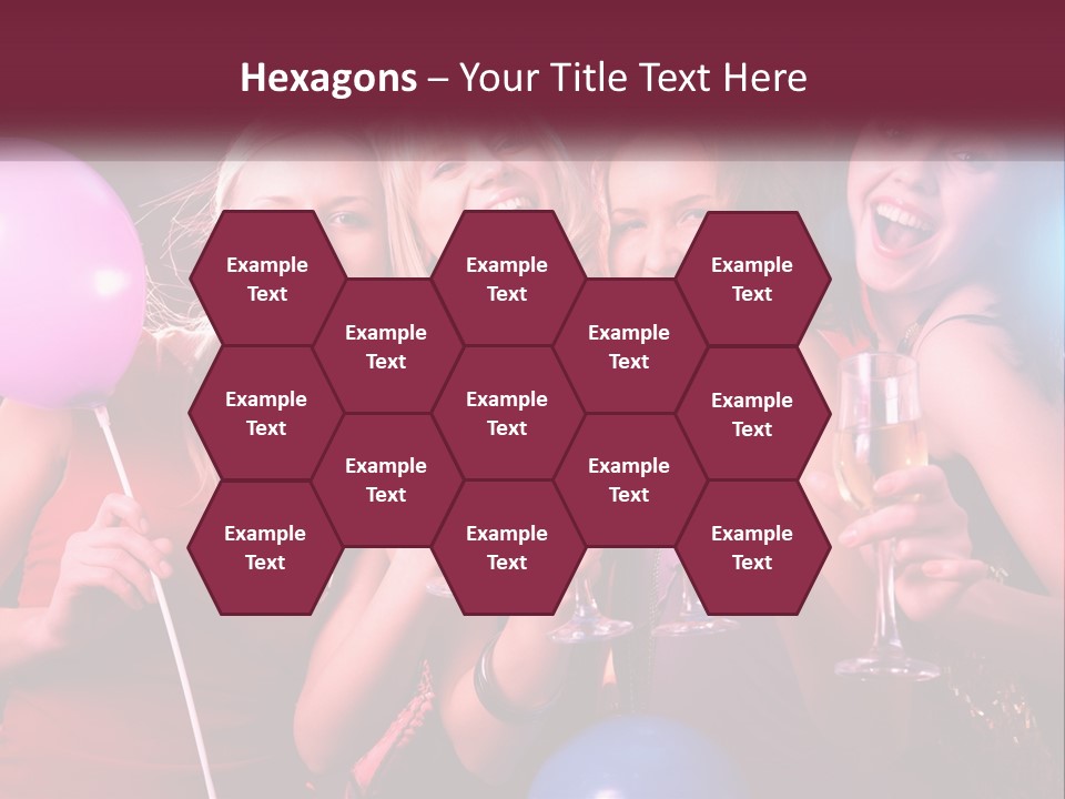 A Group Of Women Holding Wine Glasses And Balloons PowerPoint Template